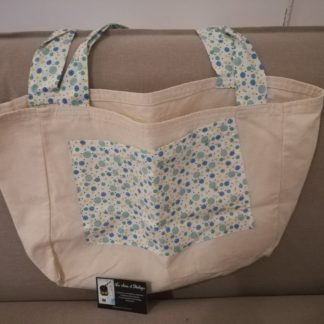 Sac coton fleurs bleues