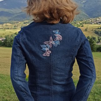Veste brodée en jean femme